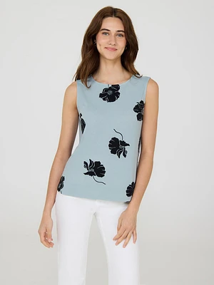 Haut fleuri sans manches en crêpe