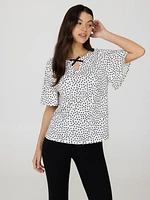 Flutter Sleeve Polka Dot Top