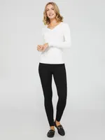 Pinstripe Skinny Leg Pull-On Pants, Black /