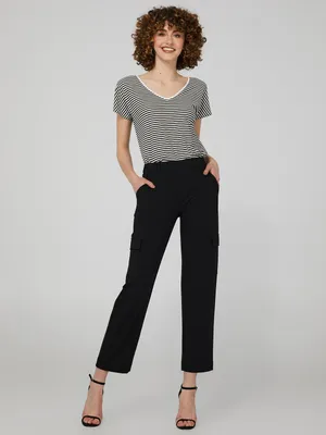 Straight Leg Trousers With Cargo Pockets, Black /