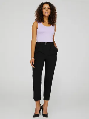 Cuffed Pull-On Pants With Belt, /