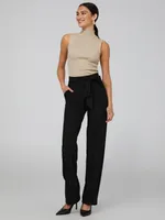 Pinstripe Pants With Sash Belt, Black /