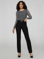 High-Waisted Flared Leg Pants With Belt, Black /