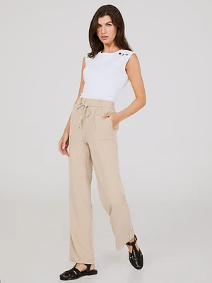 Wide-Leg Pants With Porkchop Pockets