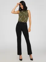 Flare Leg Pull-On Pants With Wide Belt Loops, /