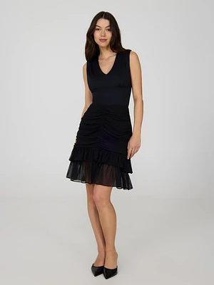 Ruched Front Tiered Short Skirt