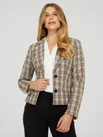 2-Button Plaid Boucle Blazer, The Buff /