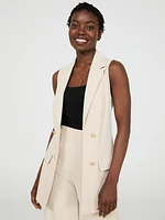 4-Button Sleeveless Open Blazer