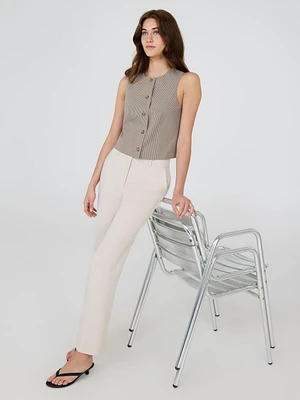 Plaid Sleeveless Button-Front Vest
