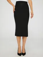 Shimmer Midi Skirt With Side Slit, Black /