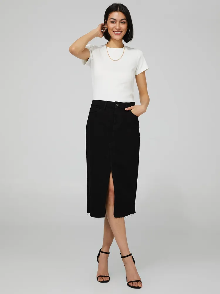 Midi-skirt with front slit