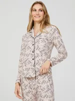 Heart Print Button-Down Pajama Set, Pink Dust /