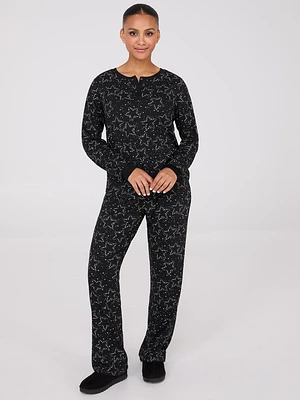 Star Print Henley Pajama Set