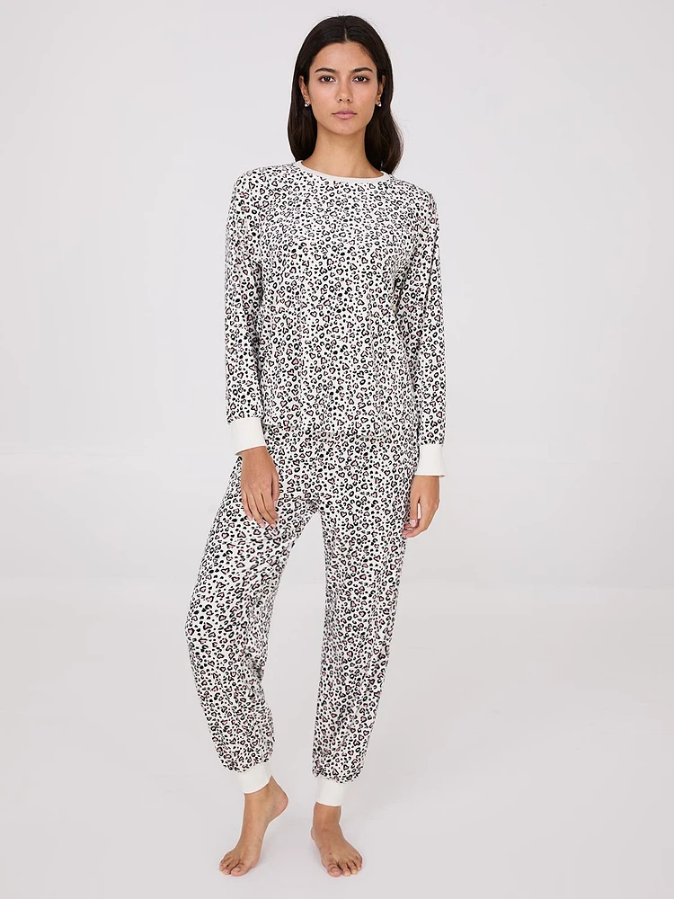 Animal Print Velour Pajama Set