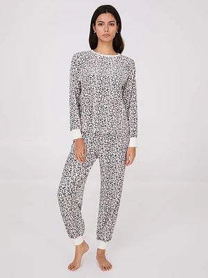 Animal Print Velour Pajama Set