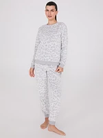 Embossed Animal Print Plush Pajama Set