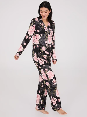 Floral Print Button-Down Pajama Set