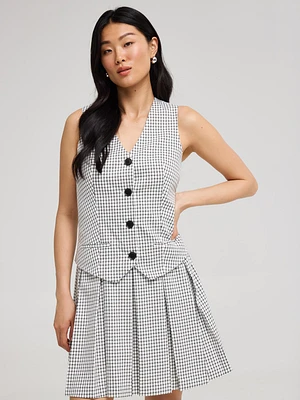 2-Fer Check Print Vest Dress