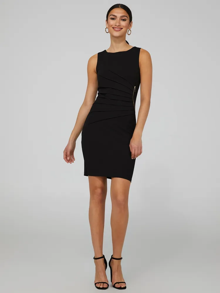 Sleeveless Scuba Dress With Side Detail, /