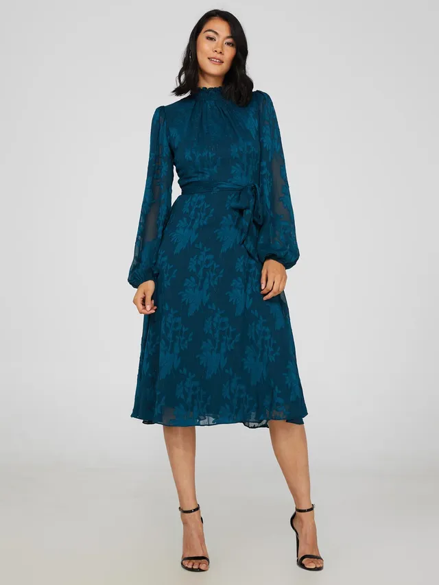 knee length dresses for ladies Small / Black Cream Floral main image 0