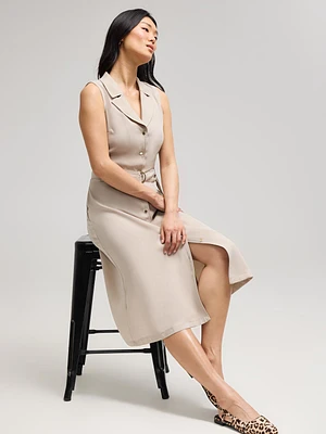 Robe chemise mi-longue sans manches
