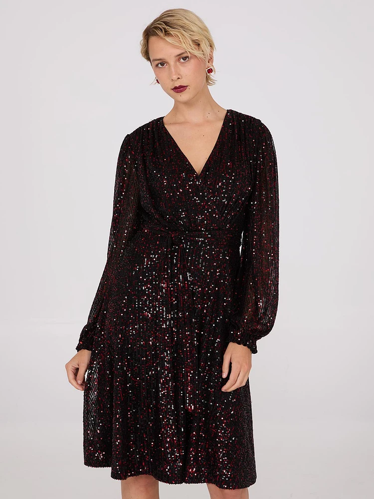 Sequin Fit & Flare Dress