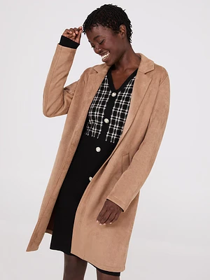 Faux Suede Car Coat