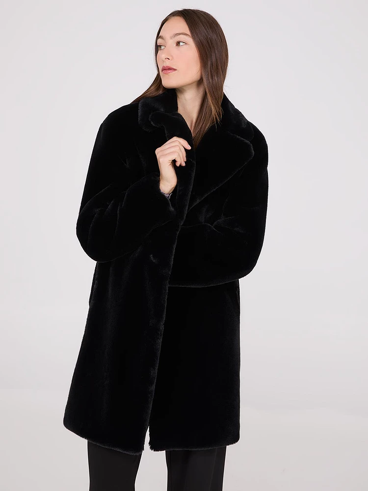 Faux Fur Mid-Length Coat