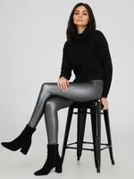 Metallic Faux Leather Leggings, Silver /