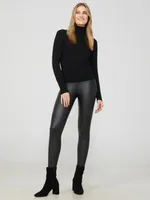 Faux Leather Moto Leggings, Black /