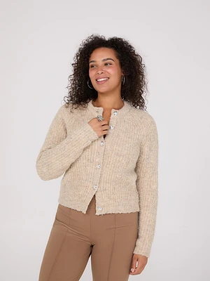 Faux Wool Raglan Cardigan