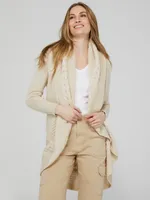 Cable Knit Shawl Collar Cardigan, Oatmeal /