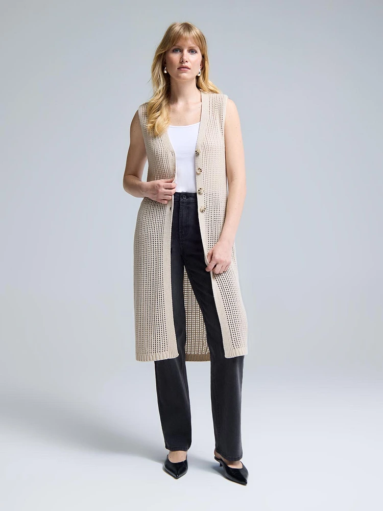 Veste longue en crochet