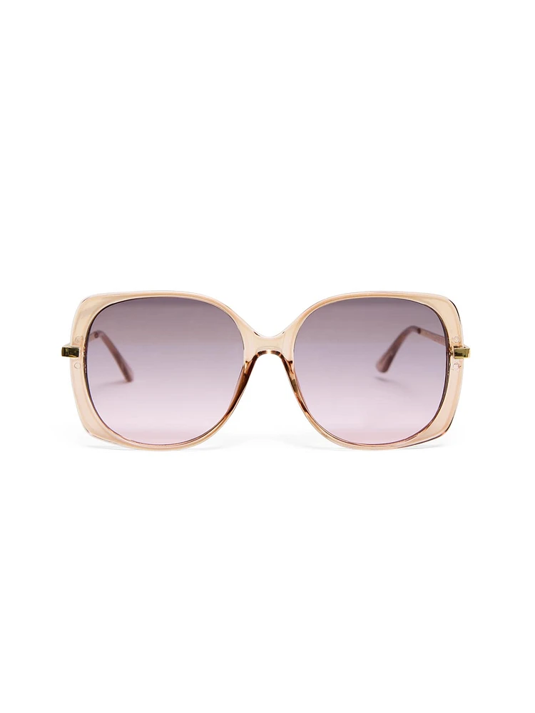 Lunettes de soleil à monture surdimensionnée translucide
