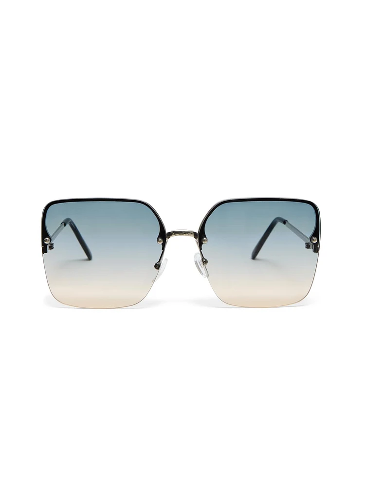 Lunettes de soleil surdimensionnées bleues translucides