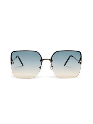 Lunettes de soleil surdimensionnées bleues translucides