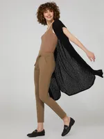 Sheer Dolman Sleeve Open Duster, Black /