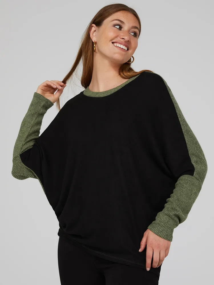 Long Dolman Sleeve Colourblock Top