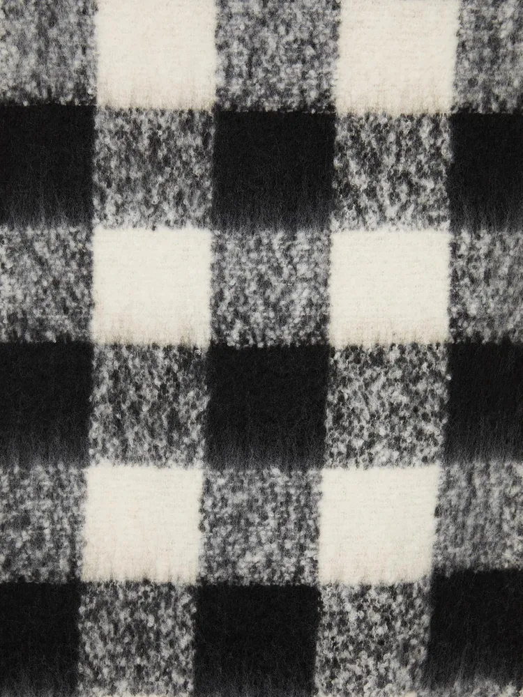 Brushed Check Scarf With Frayed Edges