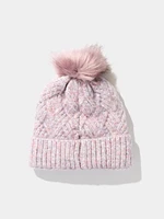 Cable Knit Hat With Pom Pom