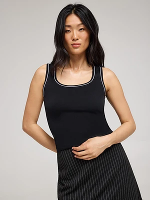 Contrast Trim Scoop Neck Tank Top