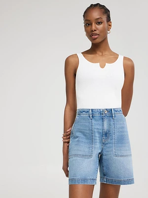 Camisole côtelée à col cranté