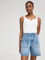 Camisole côtelée à col cranté