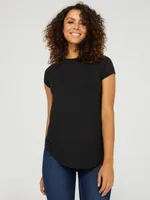 Raglan Sleeve Top With Rounded Hem, /