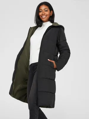 Mid-Length Reversible Jacket, Black /