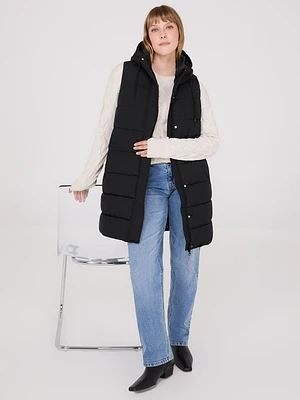 Long Hooded Puffer Vest