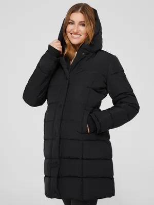 Long Puffer Jacket With Collar, /