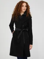 Faux Wool Fooler Coat, Black /