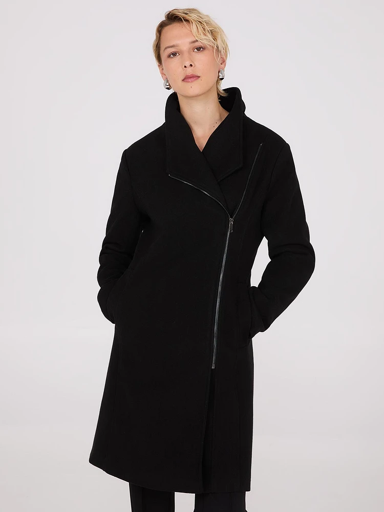 High Collar Zip-Front Car Coat