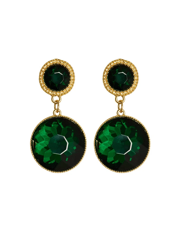 Boucles d'oreilles pendantes à 2 niveaux avec pierres précieuses